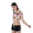 Dessert And Cake For Food Pattern Tie Back Short Sleeve Crop Tee View2