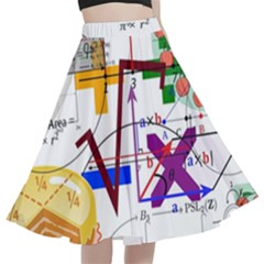 Mathematics Formula Physics School A-line Full Circle Midi Skirt With Pocket by Grandong