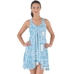 Dentist Blue Seamless Pattern Show Some Back Chiffon Dress by Grandong