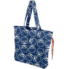 Cute Seamless Owl Background Pattern Drawstring Tote Bag by Grandong