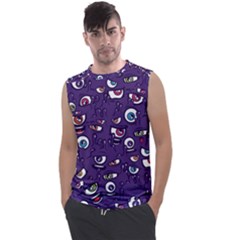 Eye Artwork Decor Eyes Pattern Purple Form Backgrounds Illustration Men s Regular Tank Top by Grandong