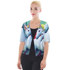 Unicorn Design Cropped Button Cardigan by Trending