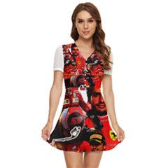 Carlos Sainz V-neck High Waist Chiffon Mini Dress by Boster123