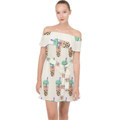 Cute Boba Off Shoulder Chiffon Dress by artworkshop