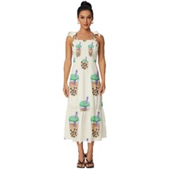 Cute Boba Tie-strap Tiered Midi Chiffon Dress by artworkshop