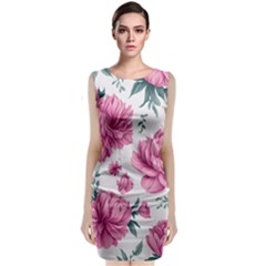 Pattern Flowers Texture Design Sleeveless Velvet Midi Dress by Grandong