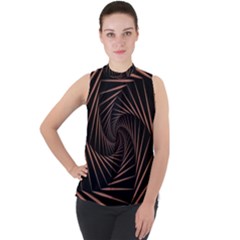 Wave Curve Abstract Art Backdrop Mock Neck Chiffon Sleeveless Top by Grandong