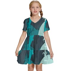 Ocean Turtle Shark Sea Life Sea Kids  Short Sleeve Tiered Mini Dress by pakminggu