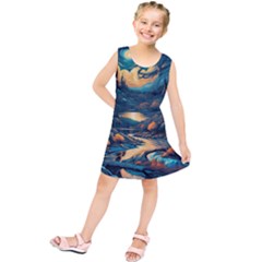 Forest River Night Evening Moon Kids  Tunic Dress by pakminggu