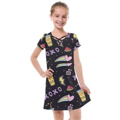 Cute-girl-things-seamless-background Kids  Cross Web Dress by pakminggu