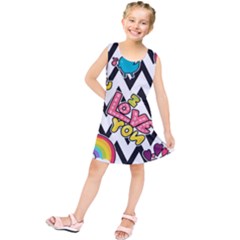 Vector-romantic-love-seamless-pattern Kids  Tunic Dress by pakminggu