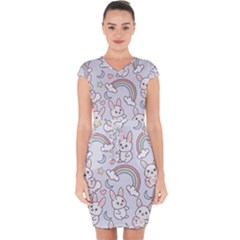 Seamless-pattern-with-cute-rabbit-character Capsleeve Drawstring Dress  by pakminggu