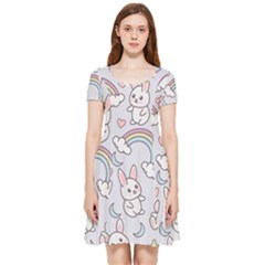 Seamless-pattern-with-cute-rabbit-character Inside Out Cap Sleeve Dress by pakminggu