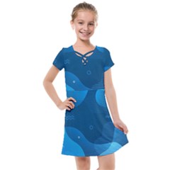 Abstract-classic-blue-background Kids  Cross Web Dress by pakminggu