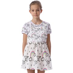 Cute-art-print-pattern Kids  Short Sleeve Pinafore Style Dress by pakminggu