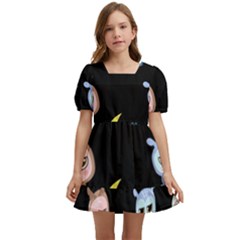 Cute-owl-doodles-with-moon-star-seamless-pattern Kids  Short Sleeve Dolly Dress by pakminggu