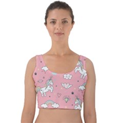 Cute-unicorn-seamless-pattern Velvet Crop Top by pakminggu