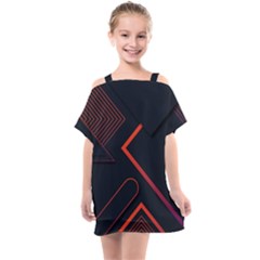 Gradient-geometric-shapes-dark-background-design Kids  One Piece Chiffon Dress by pakminggu