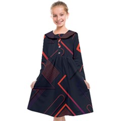 Gradient-geometric-shapes-dark-background-design Kids  Midi Sailor Dress by pakminggu