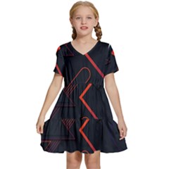 Gradient-geometric-shapes-dark-background-design Kids  Short Sleeve Tiered Mini Dress by pakminggu