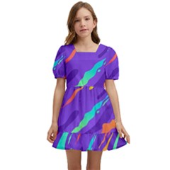 Multicolored-abstract-background Kids  Short Sleeve Dolly Dress by pakminggu