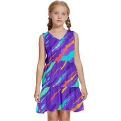 Multicolored-abstract-background Kids  Sleeveless Tiered Mini Dress by pakminggu