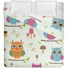 Forest-seamless-pattern-with-cute-owls Duvet Cover Double Side (king Size) by pakminggu