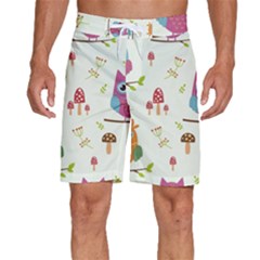 Forest-seamless-pattern-with-cute-owls Men s Beach Shorts by pakminggu