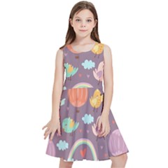 Cute-seamless-pattern-with-doodle-birds-balloons Kids  Skater Dress by pakminggu