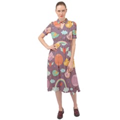 Cute-seamless-pattern-with-doodle-birds-balloons Keyhole Neckline Chiffon Dress by pakminggu