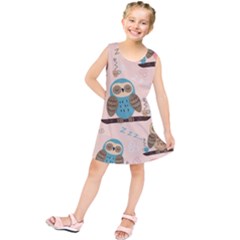 Seamless-pattern-owls-dream-cute-style-pajama-fabric Kids  Tunic Dress by pakminggu