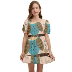 Seamless-pattern-owls-dream-cute-style-pajama-fabric Kids  Short Sleeve Dolly Dress by pakminggu