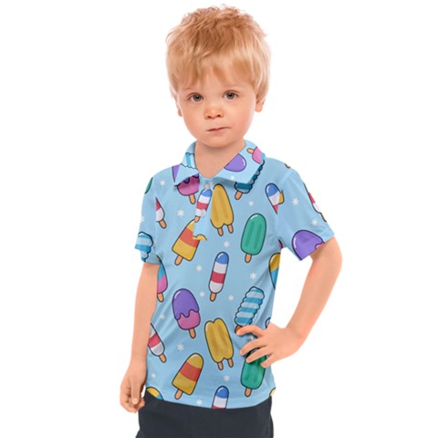 Cute-kawaii-ice-cream-seamless-pattern Kids  Polo Tee by pakminggu