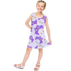 Purple-owl-pattern-background Kids  Tunic Dress by pakminggu