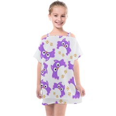 Purple-owl-pattern-background Kids  One Piece Chiffon Dress by pakminggu