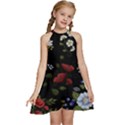 Floral-folk-fashion-ornamental-embroidery-pattern Kids  Halter Collar Waist Tie Chiffon Dress View1