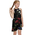 Floral-folk-fashion-ornamental-embroidery-pattern Kids  Halter Collar Waist Tie Chiffon Dress View3