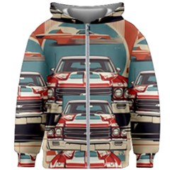 Car Vehicle Vintage Automobile Kids  Zipper Hoodie Without Drawstring by Ravend