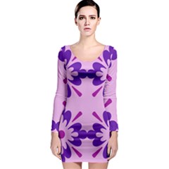 Pink And Purple Flowers Pattern Long Sleeve Bodycon Dress by shoopshirt