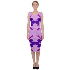 Pink And Purple Flowers Pattern Sleeveless Pencil Dress by shoopshirt