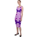 Pink And Purple Flowers Pattern Sleeveless Pencil Dress View2