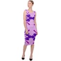 Pink And Purple Flowers Pattern Sleeveless Pencil Dress View3