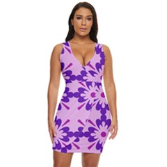 Pink And Purple Flowers Pattern Draped Bodycon Dress by shoopshirt