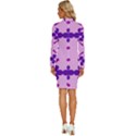 Pink And Purple Flowers Pattern Long Sleeve Shirt Collar Bodycon Dress View4