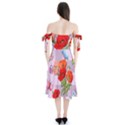 Seamless Pattern With Roses And Butterflies Shoulder Tie Bardot Midi Dress View2