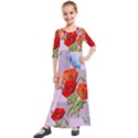 Seamless Pattern With Roses And Butterflies Kids  Quarter Sleeve Maxi Dress View1