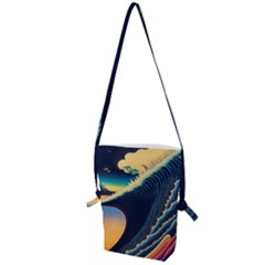 Japanese Japan Waves Sea Ocean Folding Shoulder Bag by uniart180623