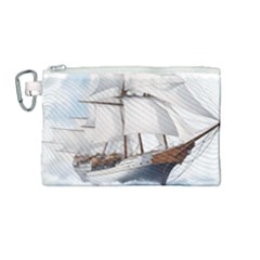 Ship Sail Sea Waves Canvas Cosmetic Bag (medium) by uniart180623