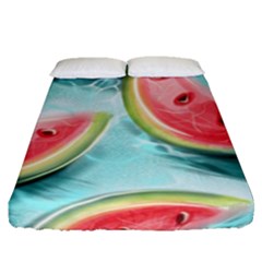 Watermelon Fruit Juicy Summer Heat Fitted Sheet (queen Size) by uniart180623