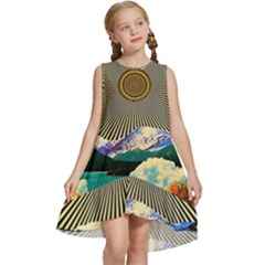 Surreal Art Psychadelic Mountain Kids  Frill Swing Dress by uniart180623